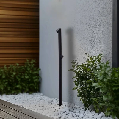Afbeelding van Lindby LED buitenlamp 2lichts Ijzer, glas H: 120 cm antraciet Inclusief lichtbronnen