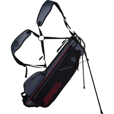 Afbeelding van FastFold PSV Golftas 6 inch Standbag 4 vaks Golf Draagtas Zwart Rood