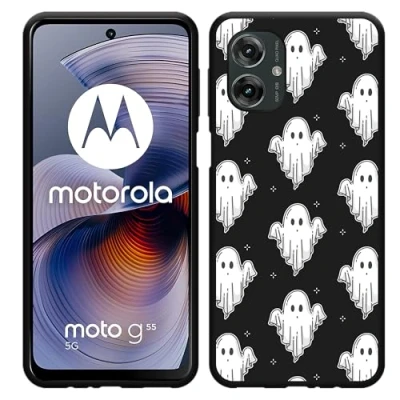 Afbeelding van Cazy Hoesje geschikt voor Motorola Moto G55 Siliconen Zwart Spookjes