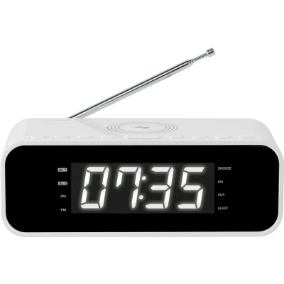 Afbeelding van Thomson CR221I Wekkerradio Dubbel alarm Inductie Telefoon oplader Wit