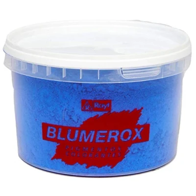 Afbeelding van Rayt 1183 71 Blumerox poeder voor binnen, beton, wit of grijs, kalk en gips. Zeer hoge kleurkracht Hoogwaardige pigmenten. Kleur blauw 05, 450 g.