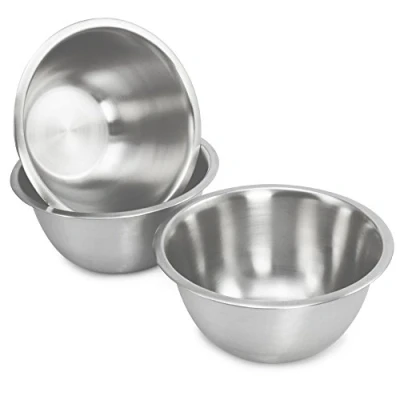 Afbeelding van COM FOUR® 3 delige kommenset van roestvrij staal slakom frietkom mengkom serveerkom decoratieve kom (03 stuks 20cm)