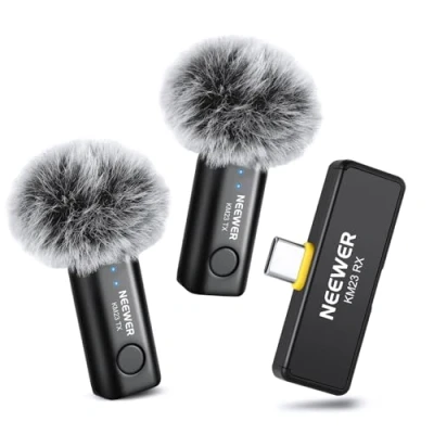 Afbeelding van NEEWER Draadloze Lavalier Microfoon voor iPhone Android Tablet PC Laptop 131ft/40m Range Ruisonderdrukking Omnidirectionele Vlogging Live Streaming (1x RX + 2x TX), KM23