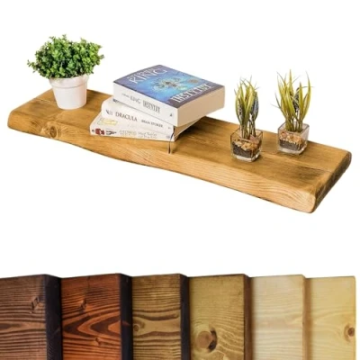 Afbeelding van Waney/Live Edge Chunky Rustieke Drijvende Plank 9x2, Donker Eiken, 40cm