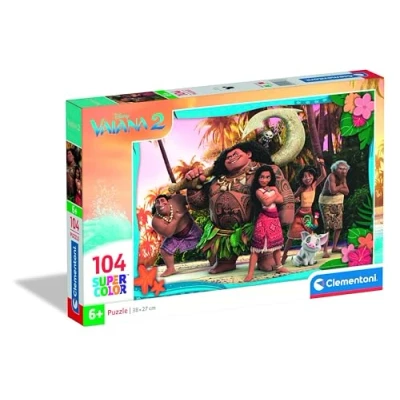 Afbeelding van Clementoni Disney Vaiana 2 Supercolor 104 stukjes, kinderen 6 jaar, ontwikkel observatievaardigheden, logica en handmatigheid, puzzel cartoons, Made in Italy, 25786, meerkleurig