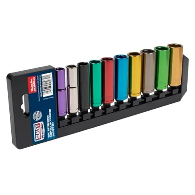 Afbeelding van Sealey AK285D Multi Coloured Socket Set 10pc 3/8&quot;Sq Dr 6pt Deep WallDrive Metric
