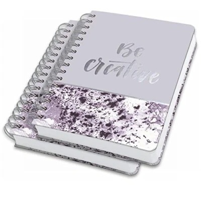 Afbeelding van SIGEL JN607 Spiraal notitieboek premium A5, gestippeld, hardover, marmerpatroon, violet/wit, 2 stuks Jolie