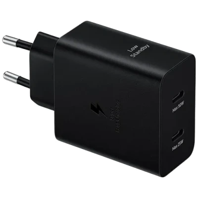 Afbeelding van Samsung EP T5020 originele oplader, 50 W, super snel opladen, 2 USB poorten type C (met kabel), zwart