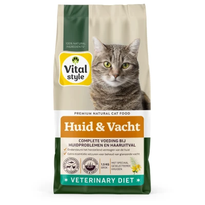 Afbeelding van Vitalstyle Huid&amp;Vacht Kattenvoer 1,5 kg