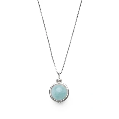 Afbeelding van Zentana Aquamarijn Ketting Edelsteen Hanger 925 Sterling Zilverkleurig Kalmering