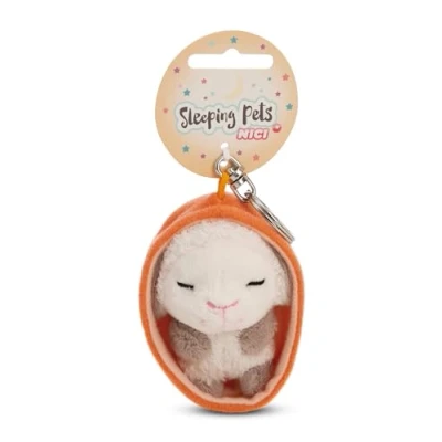 Afbeelding van NICI 61611 Sleutelhanger &quot;Sleeping Pets&quot; lam, 8 cm, in mandje, wit, trouwe metgezel voor rugzak of tas, sleutelhouder klein en groot