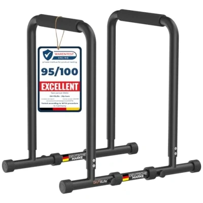 Afbeelding van DH FitLife Dip Barren Bars Station Krachtstation Fitnessapparaat voor Thuis Parallettes Calisthenics Trainingsapparatuur Krachttraining 80 100 cm individueel verstelbaar