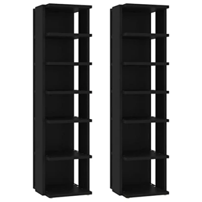 Afbeelding van vidaXL Schoenenkasten 2 st 27,5x27x102 cm zwart