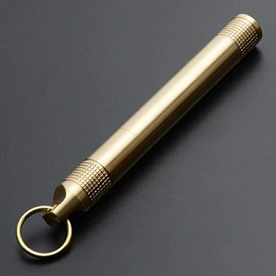 Afbeelding van Pocket Pil Case Messing Legering Houder Geneeskunde Waterbestendig Sleutelhanger Pillendoos met voor Mannen Portemonnee Outdoor Emergency Kit