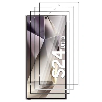 Afbeelding van FWKDWHPH [3 stuks] gehard glas beschermfolie voor Samsung Galaxy S24 Ultra, 9H Hardheid, krasbestendig, zonder luchtbellen,0,25 mm ultradun HD Display Protection