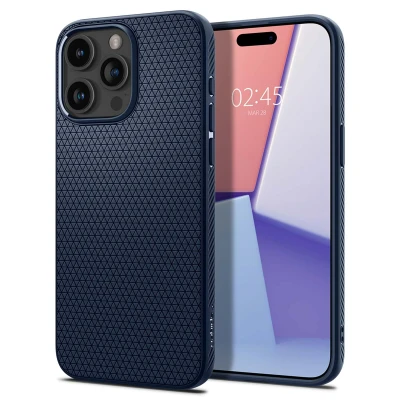 Afbeelding van Apple iPhone 15 Pro Hoesje Siliconen en TPU (zacht) Spigen Softcase/Backcover Blauw Telefoonhoesje Shockproof/Valbescherming