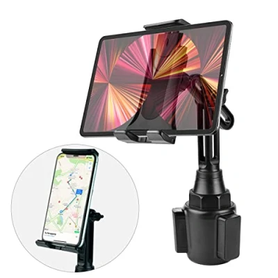 Afbeelding van Auto Cup Houder Tablet Mount, Verstelbare voor iPad Pro 9.7, 10.5, 11/ Air Mini 6 5 4 3 2/ Samsung Galaxy Tab, 2 in 1 Telefoon Mount iPhone, Smartphones