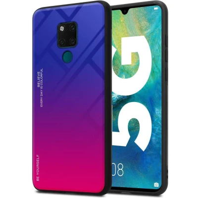 Afbeelding van Cadorabo Hoesje geschikt voor Huawei MATE 20 in PAARS ROOD Tweekleurige beschermhoes TPU silicone Case Cover