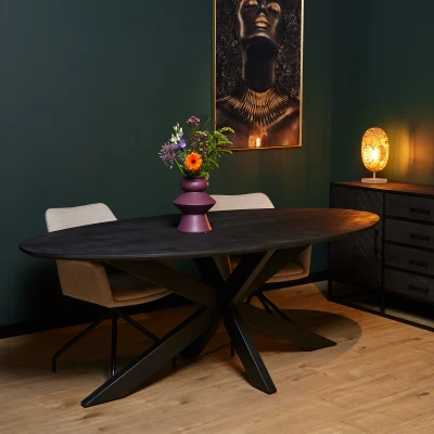 Afbeelding van Eetkamertafel Mangohout Eettafel Daan ovaal 210 cm