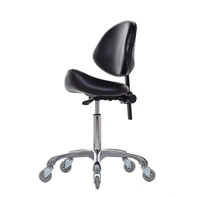 Afbeelding van FRNIAMC Hydraulische zadelkruk met rugsteun, draaibaar, ergonomisch, in hoogte verstelbaar, robuust (204 kg) voor schoonheidssalon, massage, kliniek, thuis en kantoor