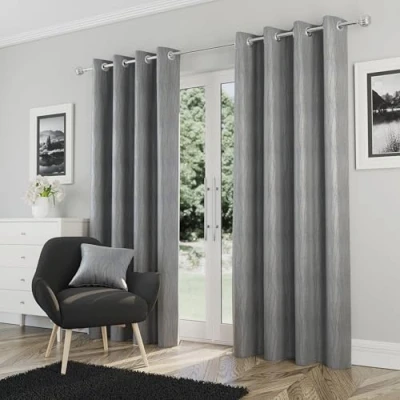 Afbeelding van Enhanced Living Goodwood Zilver Thermische Blockout Gordijnen met Ringen 229 x cm Energiebesparende &amp; Geluiddempende voor Woonkamer en Slaapkamer