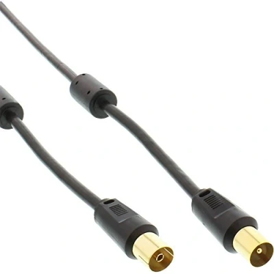 Afbeelding van InLine® Antennekabel premium, dubbel afgeschermd,&gt;85dB, zwart, 1m