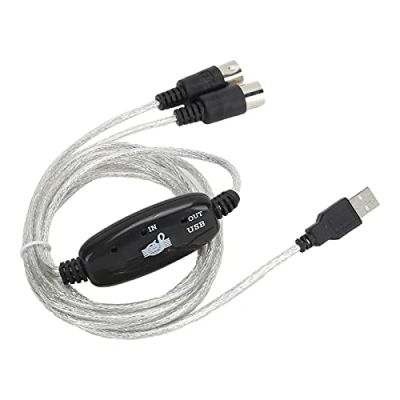 Afbeelding van Universele MIDI naar USB kabel voor Toetsenbord en Synthesizers, 5 pins interfacekabel met Invoer Uitvoerindicator, Drive vrije adapter 6.5ft