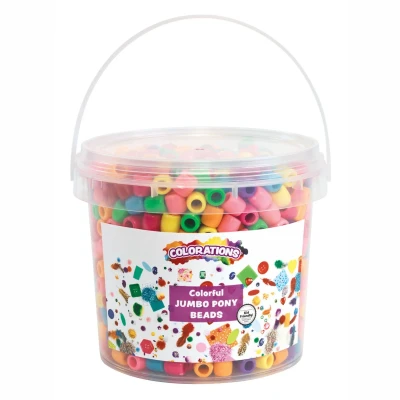 Afbeelding van Colorations gekleurde grote rijgkralen in emmer, 680 gram