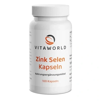 Afbeelding van Vitaworld zink selenium 15 mg zuiver en 100 µg per capsule, veganistisch, capsules