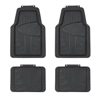 Afbeelding van Amazon Basics 4 stuks rubberen vloermatten voor het hele jaar door auto&#039;s, SUV&#039;s en vrachtwagens, zwart