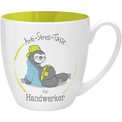 Afbeelding van GRUSS &amp; CO Anti stress mok motief &quot;Ambachtslie&quot; met spreuk, 45 cl, New Bone China Geschenkmok 45490