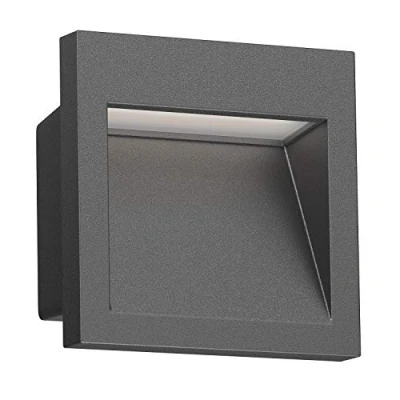 Afbeelding van ledscom.de LED inbouw wandlamp NOLA, downlight voor buiten, IP54, antraciet mat, 90 x 90mm, warm wit, balkon, oprit, carport, traplamp, buiten wandlamp, DOWNUNDER