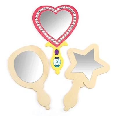 Afbeelding van Baker Ross Houten spiegel voor kinderen om te beschilderen en decoreren, prinsessen themafeest (3 stuks)