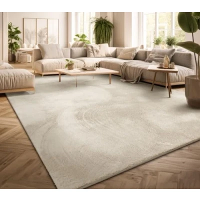 Afbeelding van Vloerkleed Woonkamer Laagpolig Eenkleurig Modern Design Wasbaar Geel Gold, Kleur: Crème, Maat:140x200 cm