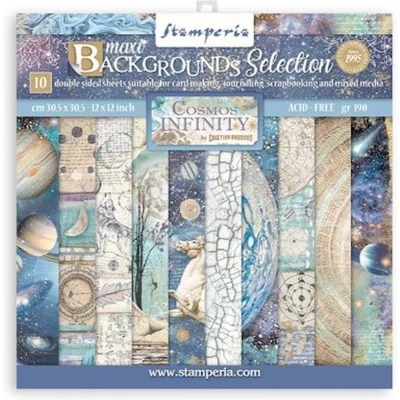 Afbeelding van Stamperia International Scrapbooking Pad Maxi Achtergrond Selectie Cosmos Infinity, Veelkleurig, 30,5 x cm, SBBL123