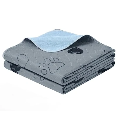 Afbeelding van Feandrea PTD072G01 Trainingsmat voor honden, wasbaar, herbruikbaar, 2 stuks, zeer absorberend, 183 x cm, XXL, antislip, geschikt katten, konijnen, grijs