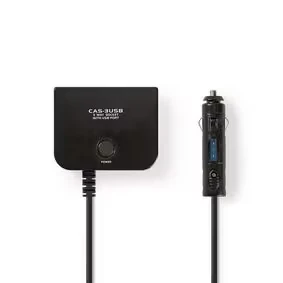 Afbeelding van Autoverdeeladapter Nedis (3 weg, USB, LED)