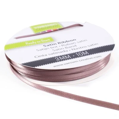 Afbeelding van Vaessen Creative 301002 0023 Satijnen lint melkchocolade bruin, 3 mm x 10 meter, lint, decoratief cadeaulint en stoffen voor bruiloft, doop verjaardagscadeaus,