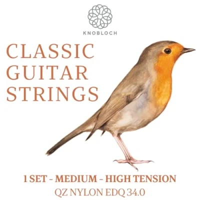 Afbeelding van KNOBLOCH STRINGS Spaanse gitaarsnaren EDQ34.0 ERITHACUS middelhoge spanning Double Silver Nylon pure hoogte, natuurlijk en sensueel geluid snarenset voor Flamenca Classic