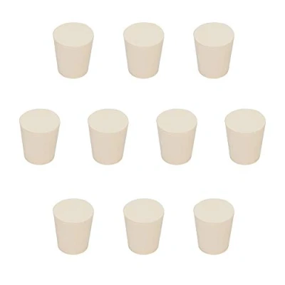 Afbeelding van stonylab Massieve Rubberen Dtoppers, (10 stuks) 3# Witte Taps Toelopende Afdichtingen Voor Laboratoriumafdichtingen