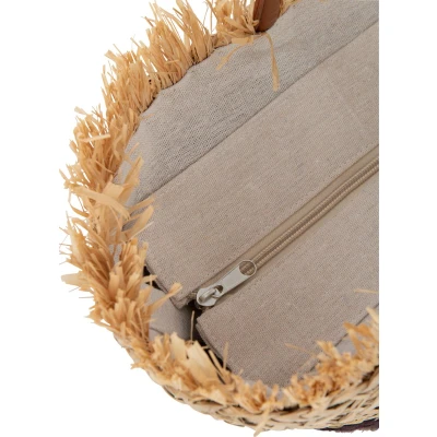 Afbeelding van J Line Strandtas Blad Jute Naturel/Donker Bruin