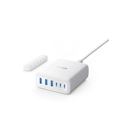 Afbeelding van Anker USB C oplader, 6 poorts laadstation met 112 W output, voor iPhone 15/15 Plus/15 Pro/15 Pro Max/14/13/12 serie, MacBook Air, Pixel, Galaxy, iPad en meer (kabel niet inbegrepen)