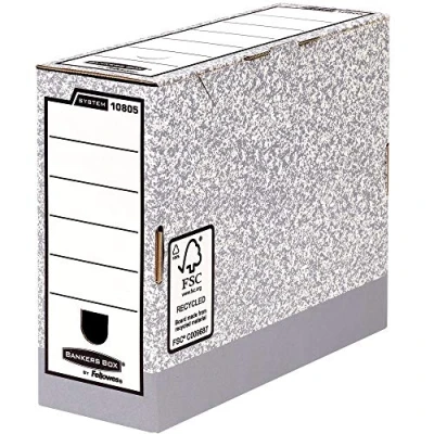 Afbeelding van Fellowes R Kive System opbergbox archiefdoos A4, 10 stuks 105 mm, wit/grijs