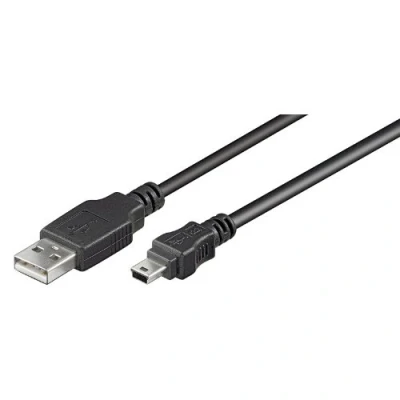 Afbeelding van Mini USB Kabel 2.0 A Male naar B 5 Pin 5P T poort MiniUSB voor Apparaten MP3/4 Navigatie oplader Camera Dashcam Harde schijf data overdracht Hi Speed kabel, 0.8M zwart