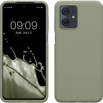 Afbeelding van kwmobile telefoonhoesje geschikt voor Motorola Moto G54 5G Hoesje met siliconen coating Smartphone case in grijsgroen