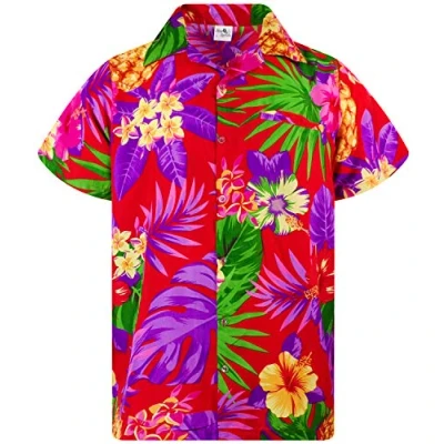 Afbeelding van Funky Hawaiiaans Overhemd, Hawaii Korte Mouw, Pineapple, Rood, L