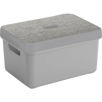 Afbeelding van Sunware Opbergbox/mand lichtgrijs 13 liter met deksel Opbergbox