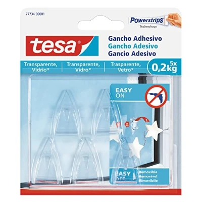 Afbeelding van Tesa 77734 00001 00 zelfklevende haak voor heldere oppervlakken en glas (0,2 kg)