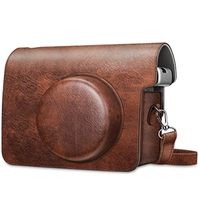 Afbeelding van Fintie beschermhoes voor Fujifilm instax Wide 300, Premium Kunstleer Tas Reis Cameratas Hoes, Afdekking met Afneembare Riem, Bruin