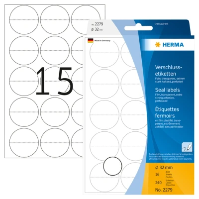 Afbeelding van Etiket HERMA 2279 32mm transparant 240stuks